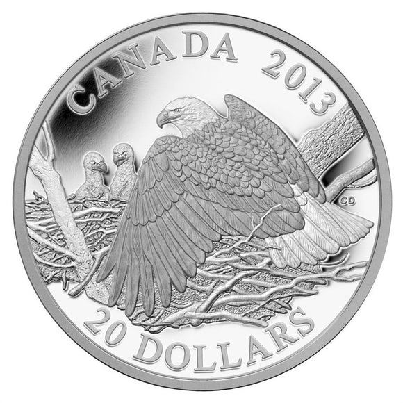 2013 - Canada - $20 - Mother Protecting Her Eaglets <br> (Writing on COA)