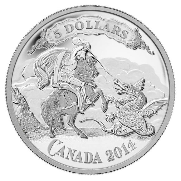 2014 - Canada - $5 - Saint George Slaying The Dragon Vignette
