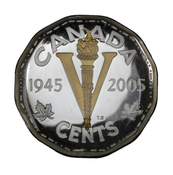 2005 (1945-) - Canada - 5c - 60th Anniv. VE-Day, Selectively gold plated <br> (no report)