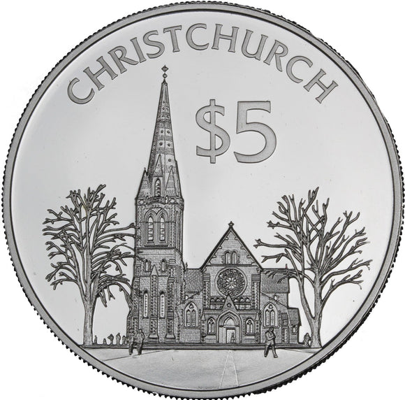 1997 - New Zealand - $5 - Christchurch Garden City - Ag925 - Frosted Proof