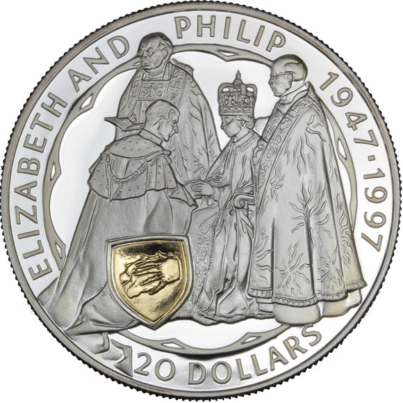 1997 - New Zealand - $20 - 50th Golden Wedding Anniversary - Ag925 - Proof <br> (slightly toned)