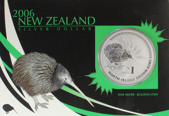 2006 - New Zealand - $1 - Ag999 - North Island Brown Kiwi