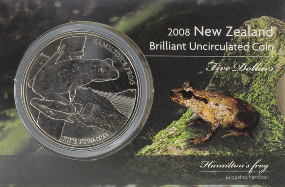 2008 - New Zealand - $5 - Hamilton's Frog - BU