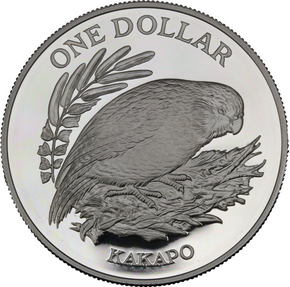 1986 - New Zealand - $1 - Kakapo - Ag925 - Proof