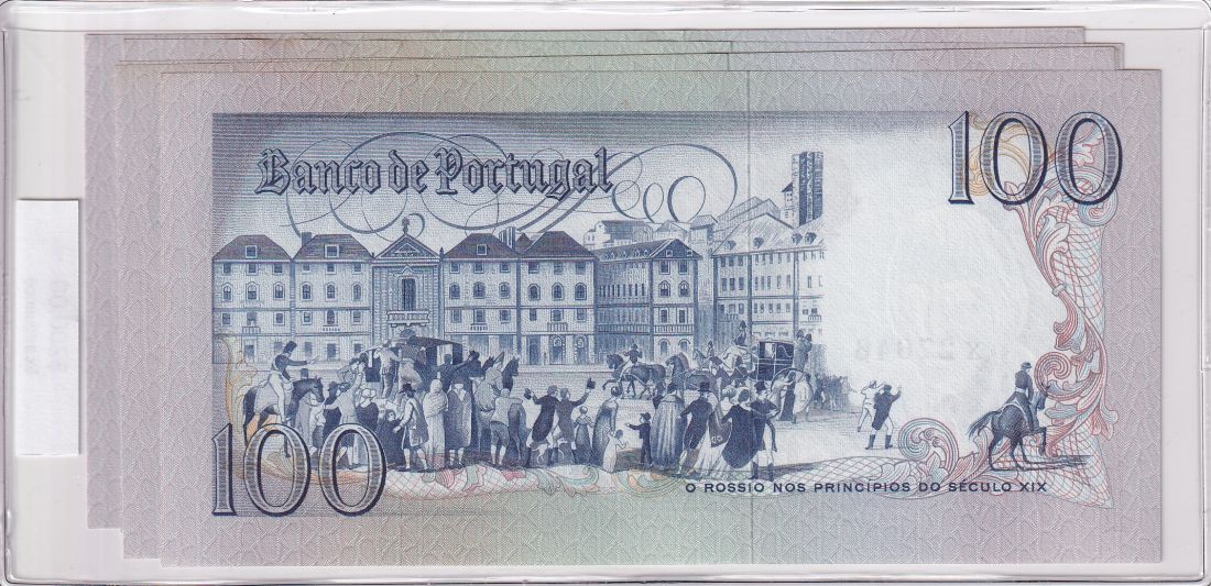 3 Banknoten Portugiesische Escudos – 20, 100, 500, 3. Serie (1978-1985), Reproduktion