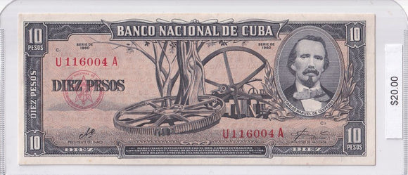 1960 - Cuba - 10 Pesos - U 116004 A