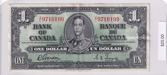 1937 - Canada - 1 Dollar - Gordon / Towers - Z/L 9716199