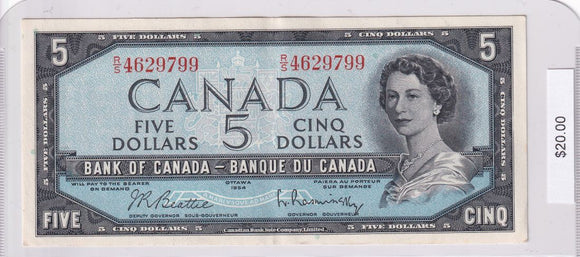 1954 - Canada - 5 Dollars - Beattie / Rasminsky - R/S 4629799