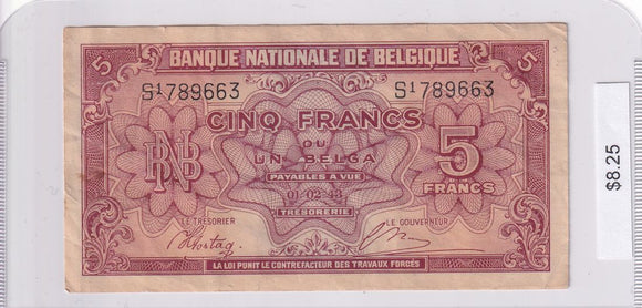 1943 - Belgium - 5 Francs - 1 Belga - S1 789663
