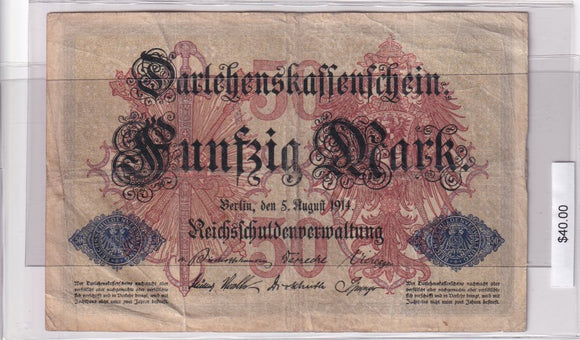 1914 - Germany - 50 Mark - H Nr 773707