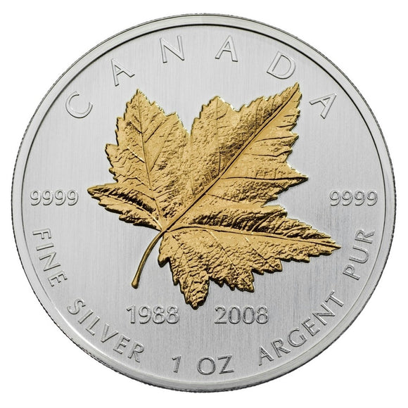 2008 - Canada - $5 - 1oz Silver Maple Leaf - 20th Anniversary