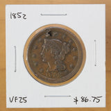 1852 - USA - 1c - VF25 - retail $86.75