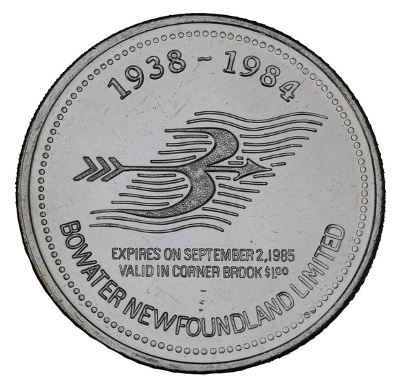 1985 - Corner Brook - $1 Municipal Trade Token - UNC