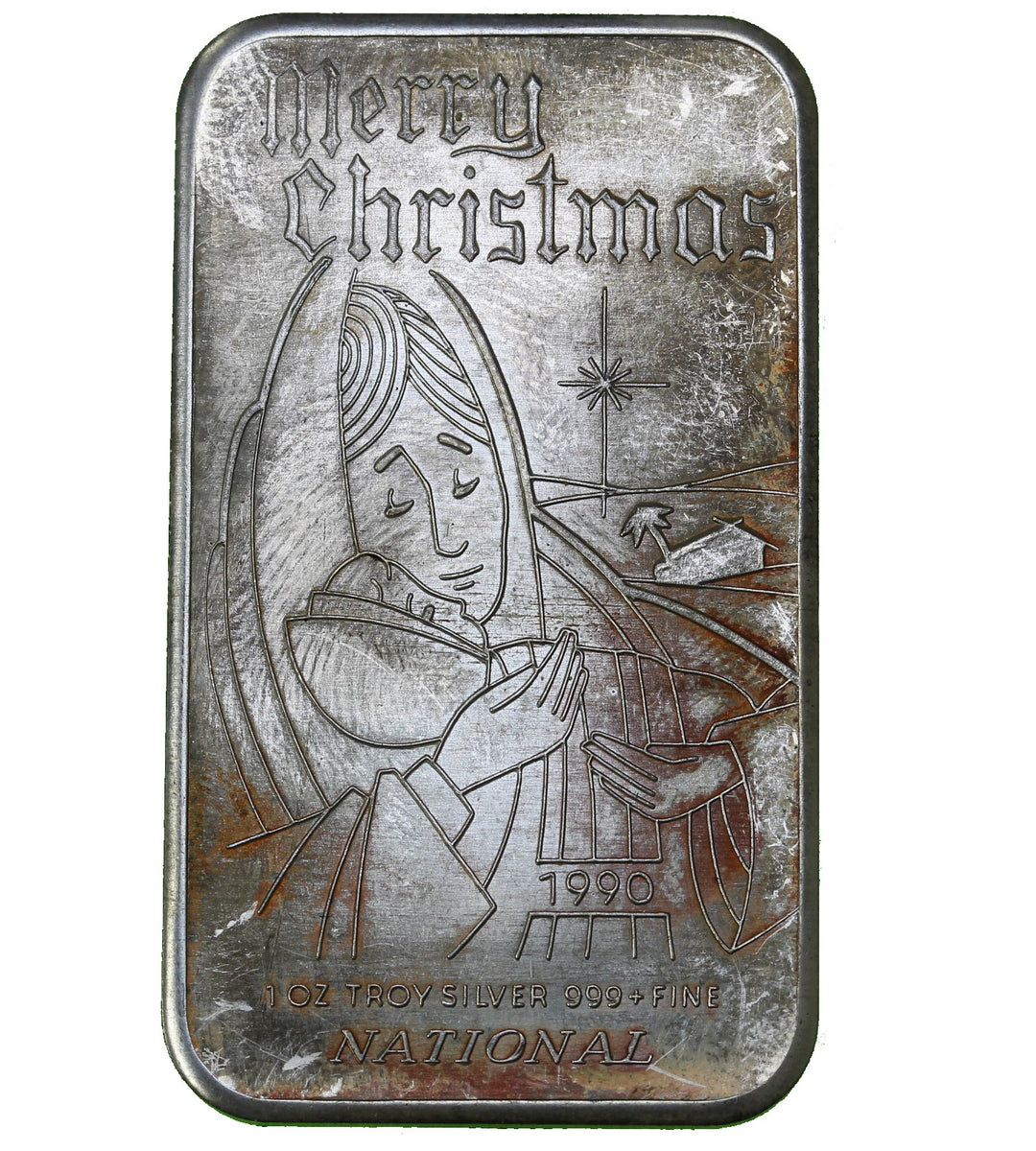 1 oz - National Mint - Merry Christmas 1990 - Fine Silver Bar – MK