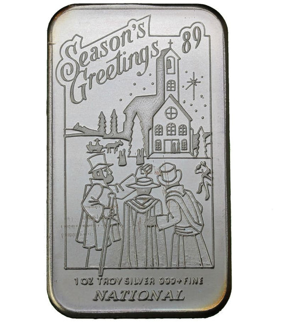 1 oz - Season's Greetings 1989 - Fine Silver Bar