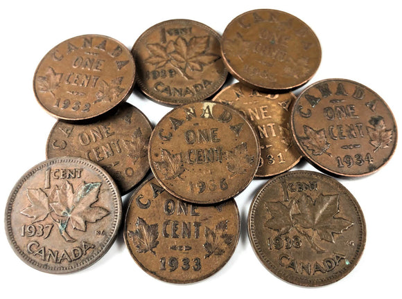 Canadian Cents <br> 1930-1939