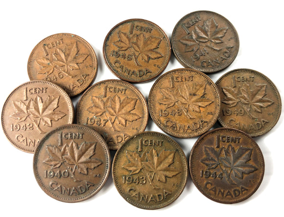 Canadian Cents <br> 1940-1949