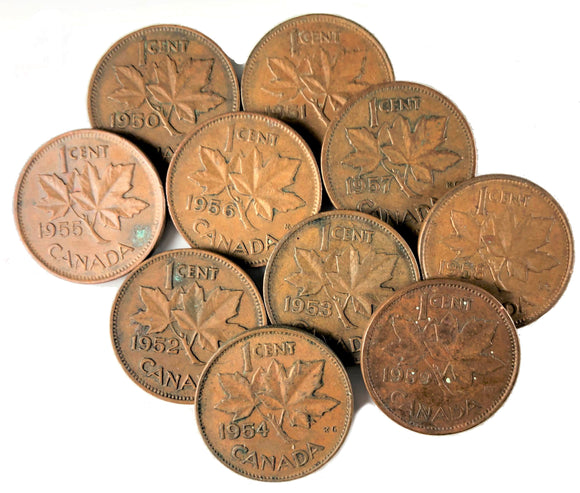 Canadian Cents <br> 1950-1959