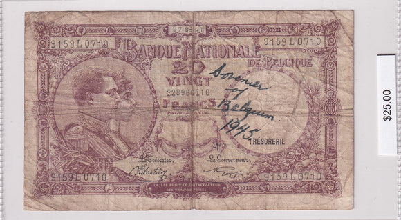 1919 - Belgium - 20 Francs - 9159L0710