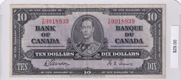 1937 - Canada - 10 Dollars - Gordon / Towers - T/D 9918939