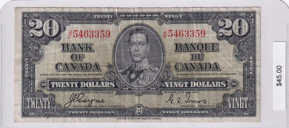 1937 - Canada - 20 Dollars - Coyne / Towers - J/E 5463359