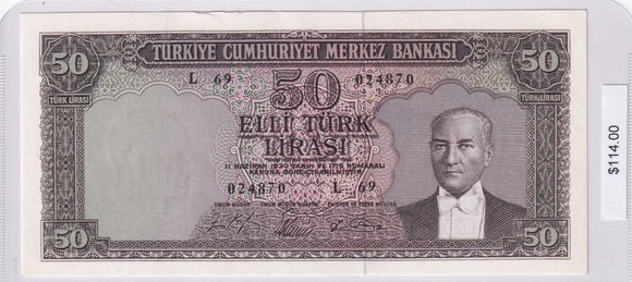 1961 - Turkey - 50 Lira - L 69 024870
