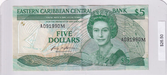 1988 - East Caribbean States - 5 Dollars - A 091990 M