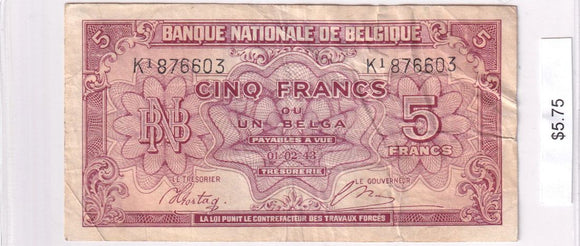 1943 - Belgium - 5 Francs 1 Belga - K1 876603