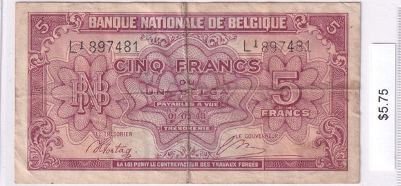 1943 - Belgium - 5 Francs 1 Belga - L1 897481