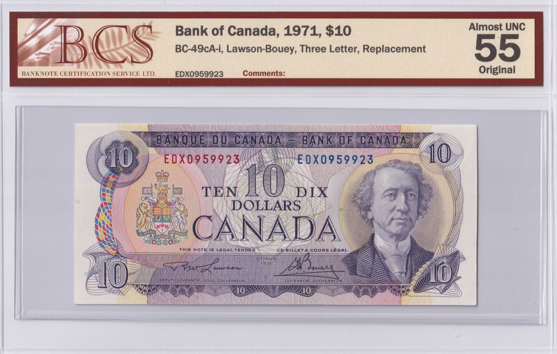 1971 - Canada - 10 Dollars - Lawson / Bouey - AU55 BCS
