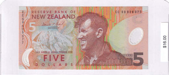 1999 - New Zealand - 5 Dollars - CC 99 529 377