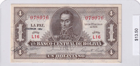 1928 - Bolivia - 1 Boliviano - L16 078076