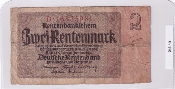 1937 - Germany - 2 Rentenbank - D 16835981