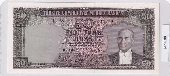 1961 - Turkey - 50 Lira - L 69 024873