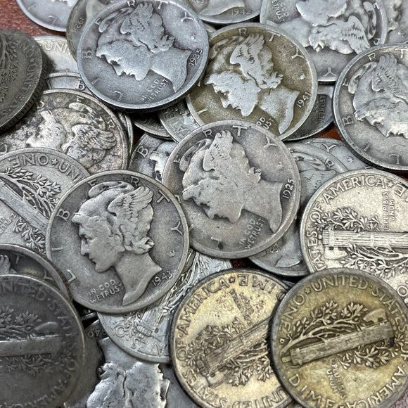 <b>90%</b> - USA Silver<br>10 Cents - 1916-1945