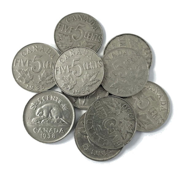 Canadian Nickels <br> 1930-1939
