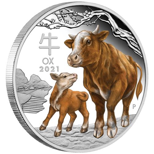 2 oz - 2021 - Year of the Ox - Coloured - Fine Silver