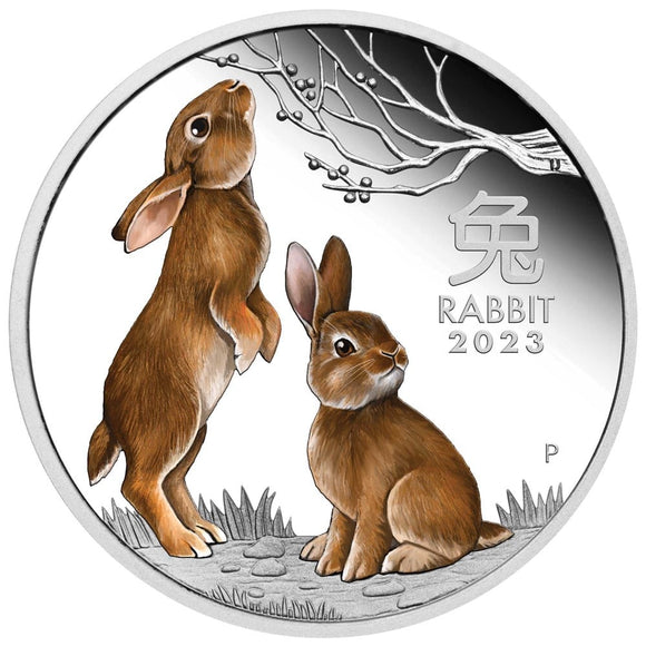 1 oz - 2023 - Year of the Rabbit - Coloured - Fine Silver