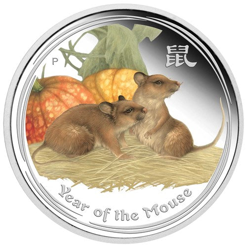 2 oz - 2020 - Australia - Year of the Mouse - Coloured - Fine Silver