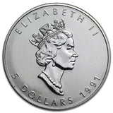 1 oz - 1991 - Maple Leaf - Fine Silver <br> (Mint Packaged)