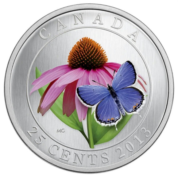 2013 - Canada - 25c - Purple Coneflower and Eastern Tailed Blue Butterfly