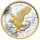 2014 - Canada - $20 - Perched Bald Eagle - Proof - Selectively gold plated <br> (Nicely Toned)