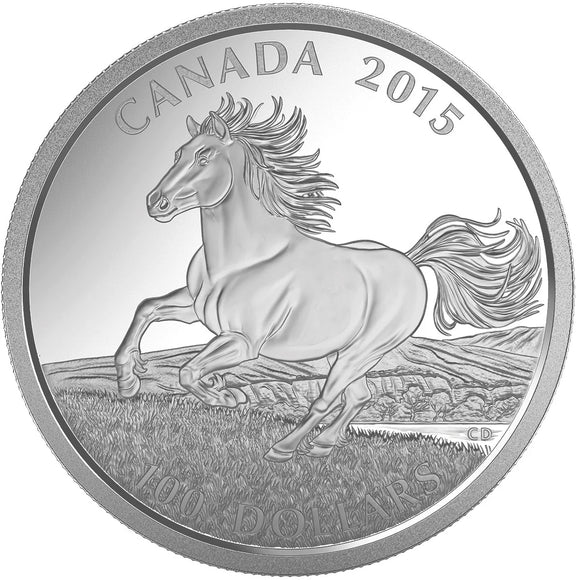2015 - Canada - $100 - 100 for 100 - Horse - Matte Proof <br> (toned)