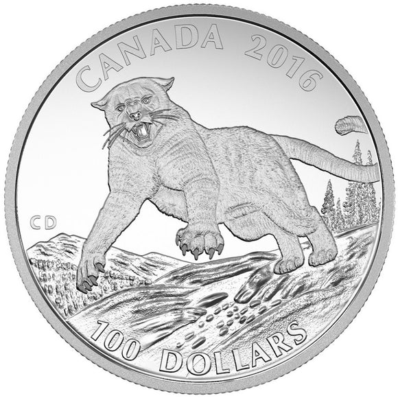 2016 - Canada - $100 - 100 for 100 - Cougar - Toned <br> (no sleeve, box and COA)