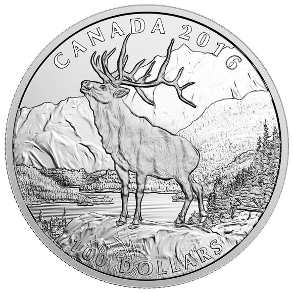 2016 - Canada - $100 - 100 for 100 - The Nobel Elk <br> (no sleeve, box and COA)