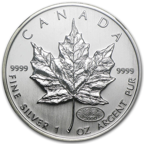 1 oz - 2000 - Fireworks 2000 Privy - Maple Leaf - Fine Silver