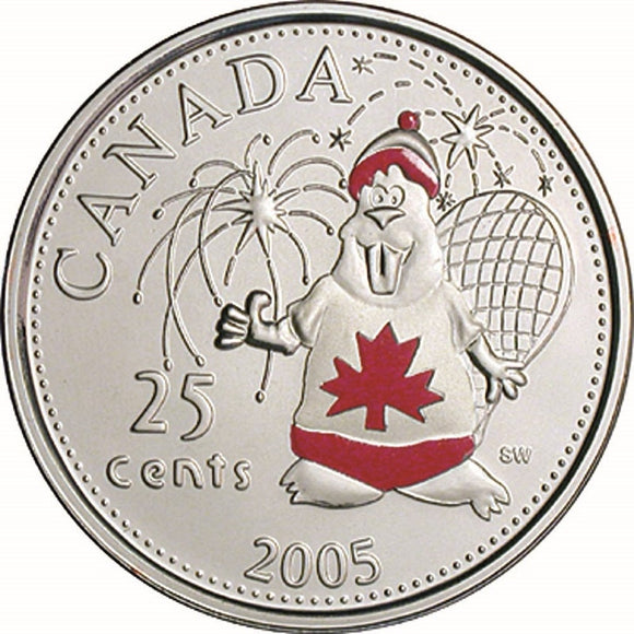 2005 P - Canada - 25c - P Canada Day, Colourised <br> (no sleeve)