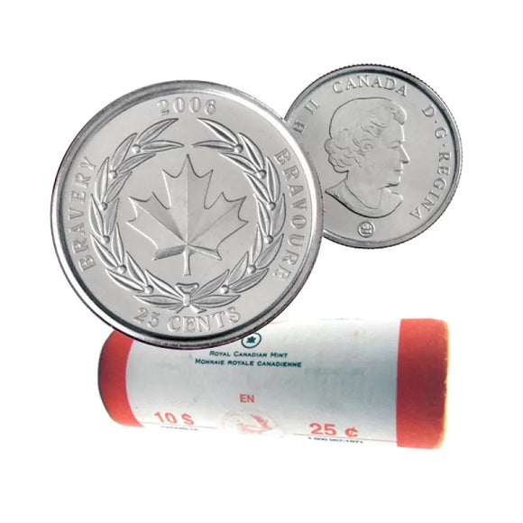2006 - 25c - Canada - Medal of Bravery - Original Mint Roll (40 pcs)