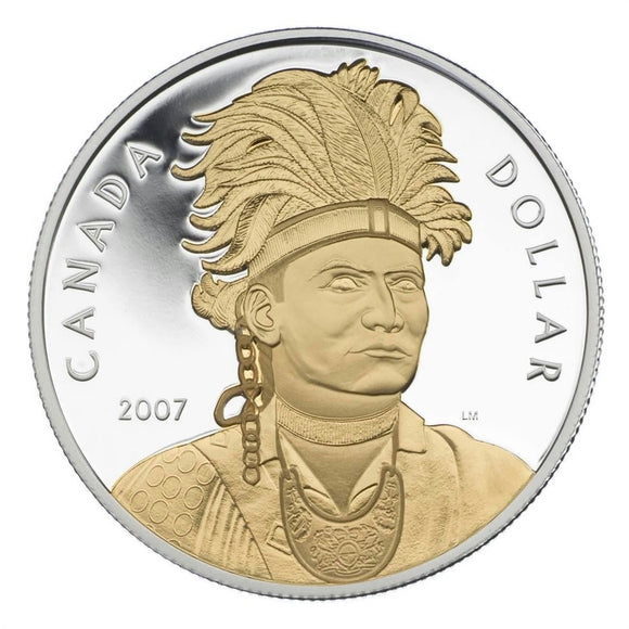 2007 - Canada - $1 - Thayendanegea, Proof, Gold plated <br> (no box and COA)