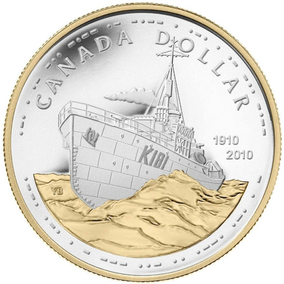2010 - Canada - $1 - (1910) Royal Canadian Navy Centennial, Gold plated <br> (no box and COA)